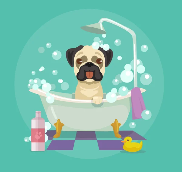 Aseo para perros. Ilustración plana del vector — Vector de stock