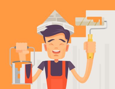 İnşaat işçisi. Vektör düz çizim