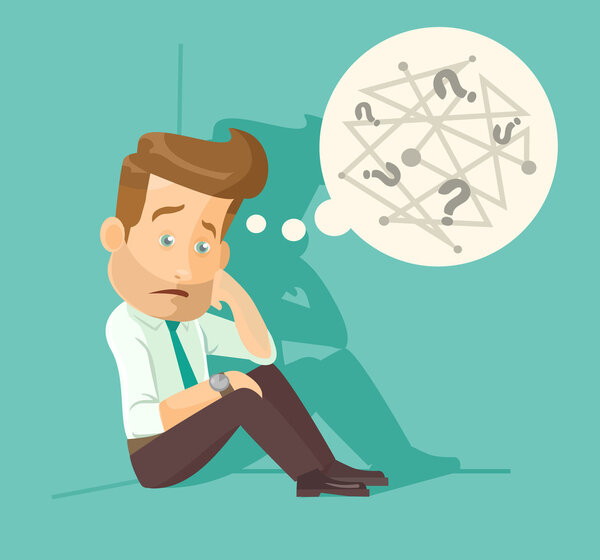 Confused employee. Vector flat illustration