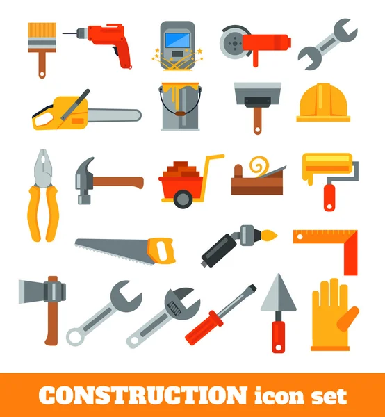 Herramientas de trabajo para la construcción y reparación. Ilustración de icono plano vectorial — Archivo Imágenes Vectoriales