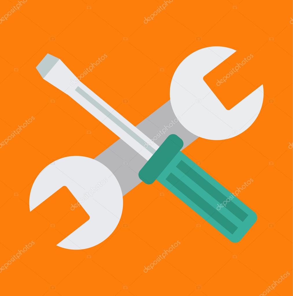 Vector wrench and screwdriver flat icon