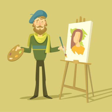 Vektör karikatür düz sanatçı. Vektör çizim