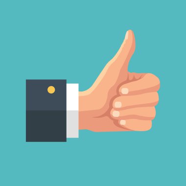 Büyük başparmak. Sosyal ağ sever, onay, görüş kavramı