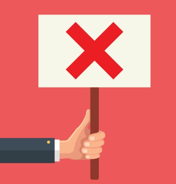 Ellerini tutar işareti Kızıl Haç ile. Sosyal protesto. Vektör düz çizim