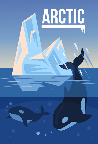Арктическая природа. Векторная плоская иллюстрация
