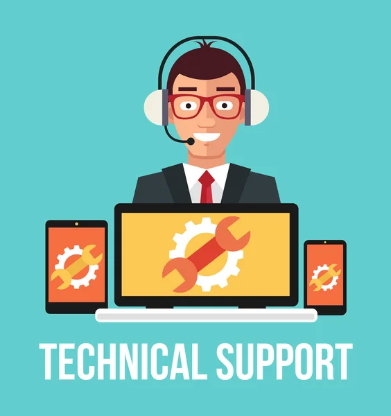 Technical support. Vector flat illustration — Stock Vector