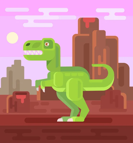 Tyrannosaur platte vectorillustratie — Stockvector