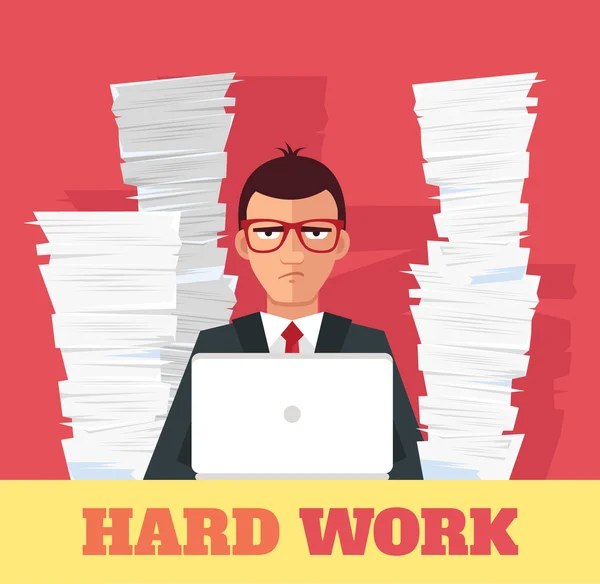 Stress no trabalho. Ilustração de banner plano vetorial —  Vetores de Stock