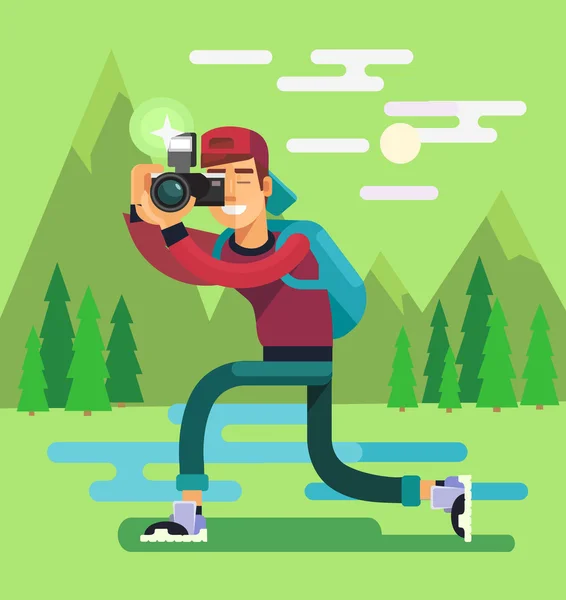 Photographer character. Vector flat illustration — Stock Vector