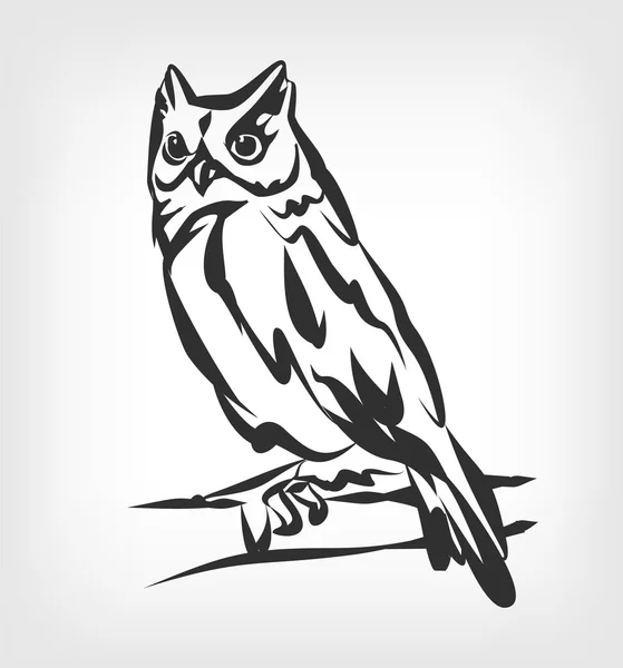 Illustration logo icône hibou vecteur noir — Image vectorielle