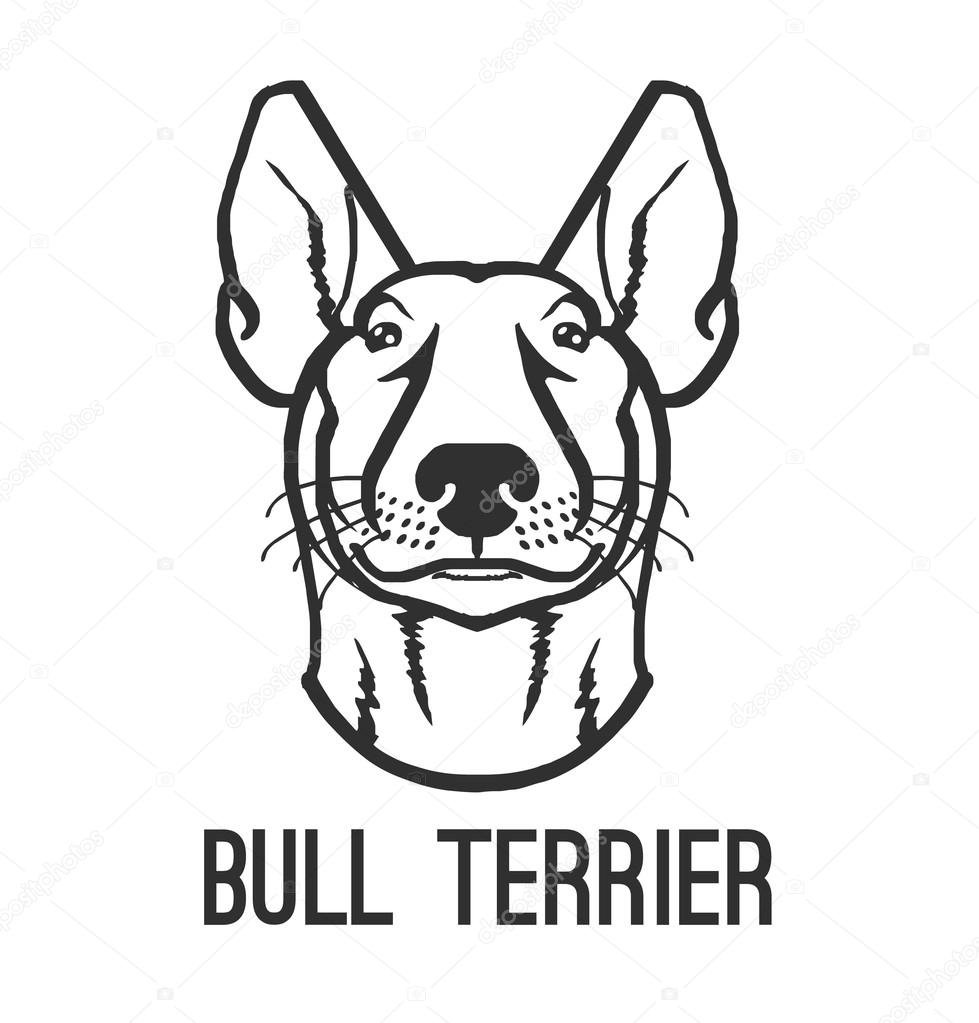 Bull terrier. Vector black icon logo illustration