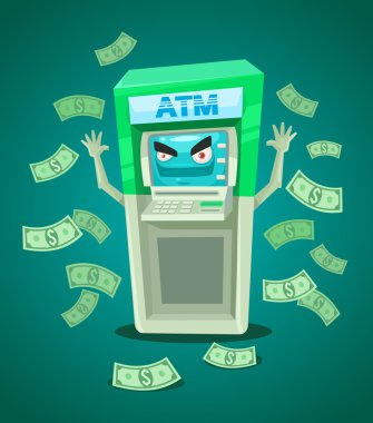 Sokak Atm teller. Vektör düz çizim