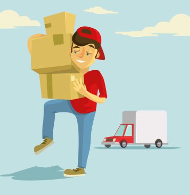 Posta teslim kurye. Vektör düz çizim