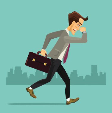 İş adamı çalıştırın. Vektör düz çizim