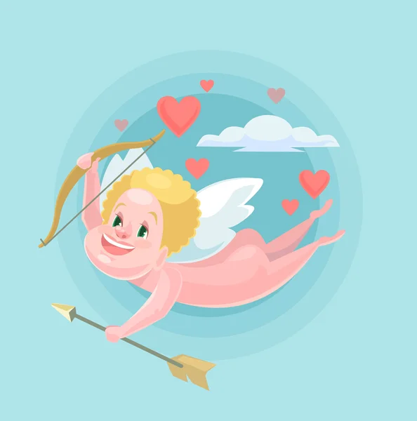 Cute little cupid. Vector flat illustration — Stock Vector