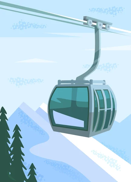 Ski lift. Platt vektor illustration — Stock vektor