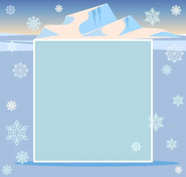 Fondo de invierno con copos de nieve. Ilustración plana del vector — Vector de stock