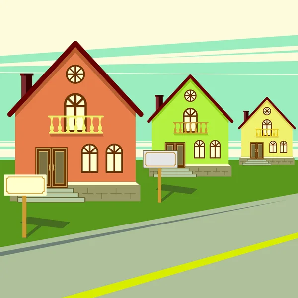 Levende huizen te koop. Platte vectorillustratie — Stockvector
