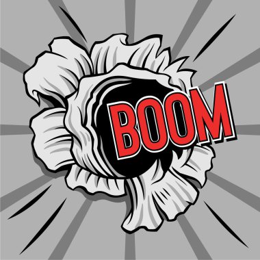 Boom! Komik konuşma balonu. Vektör karikatür çizim