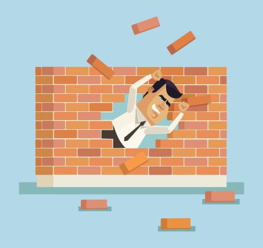 İşadamı atılım. Vektör düz çizim