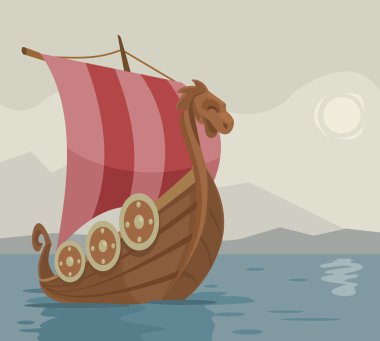 Viking gemisi. Vektör karikatür çizim