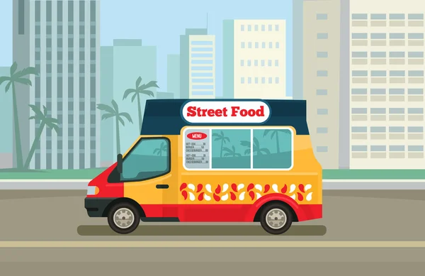 Truck ulicy żywności. Płaskie ilustracji wektorowych — Wektor stockowy
