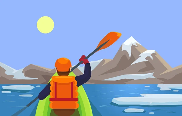 Kayaking. Vector flat illustration — Stock Vector