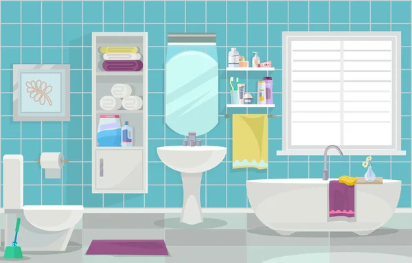 Modern bathroom interior. Vector flat illustration — Stock Illustration Modern bathroom interior. Vector flat illustration Vector Graphics