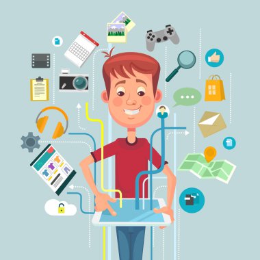 Internet online vektör düz çizim