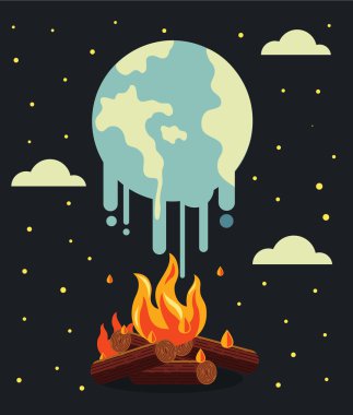 Küresel ısınma. Vektör düz çizim