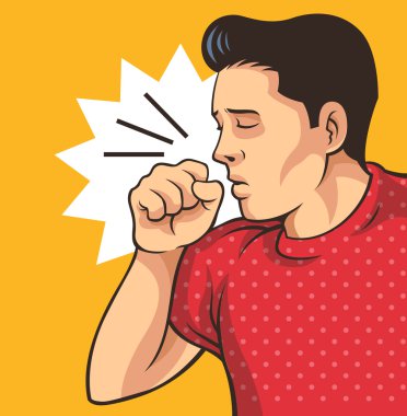 Coughing man. Vector flat illustration clipart