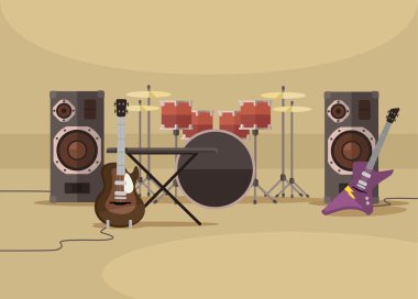 Müzik aletleri. Vektör düz çizim