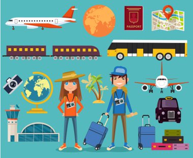 Turist ekipman. Vektör düz çizim