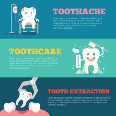 Stomatology afiş ayarlayın. Vektör düz çizim