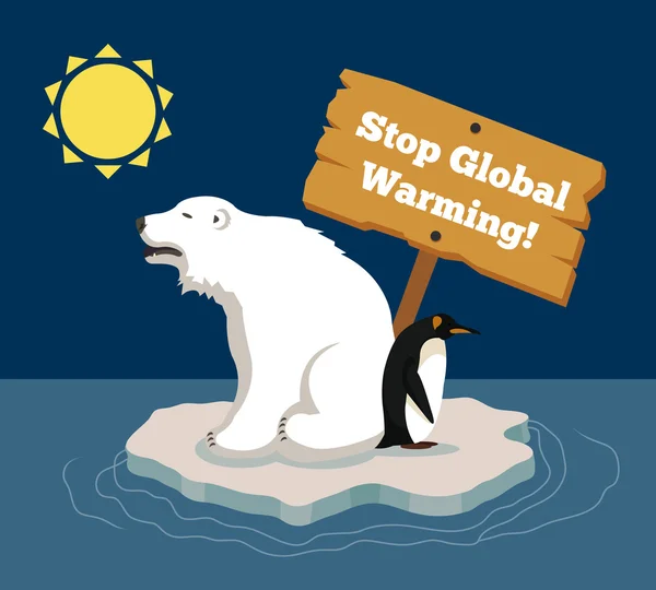 Stop global warming. Vector flat illustration — Stock Vector