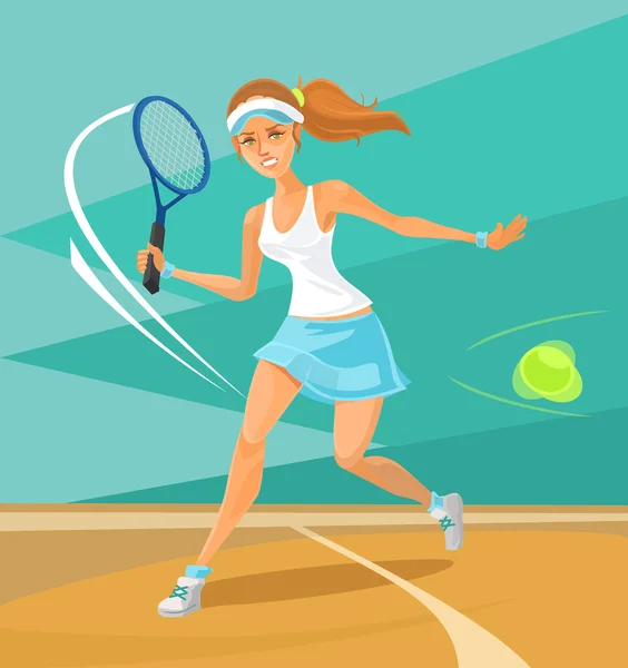 Kvinnan tennisspelare. Platt vektor illustration — Stock vektor