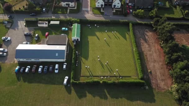 Sutton Suffolk July 2021 Aerial View Small Village Grass Bowling — 图库视频影像