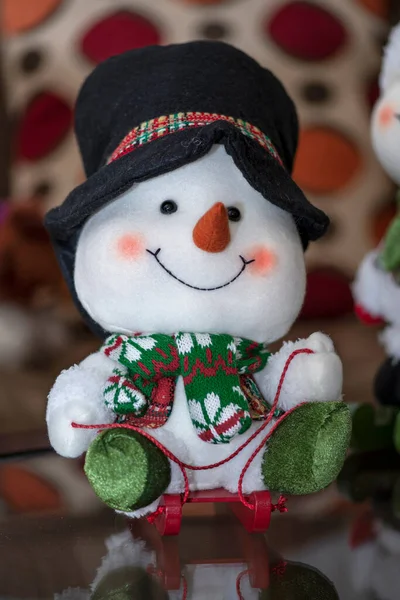 Decoração Natal Pequeno Homem Neve Trenó — Fotografia de Stock