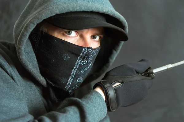 Burglar Breaking In, Left Side — Stock Photo, Image