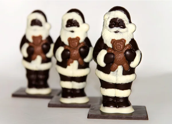 Trio van Chocolade Santas Rechtenvrije Stockfoto's