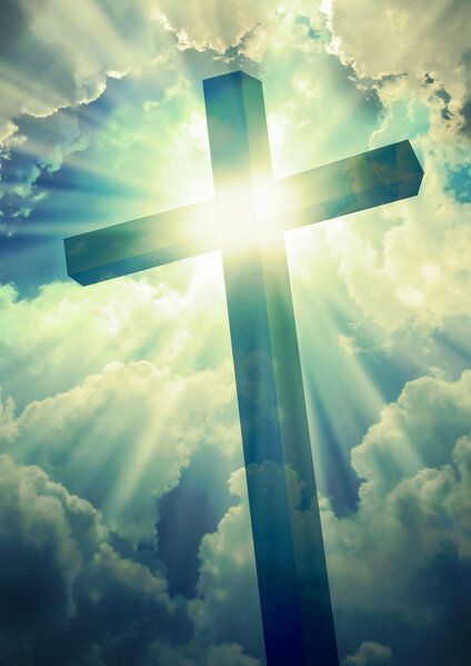The cross on bright sun