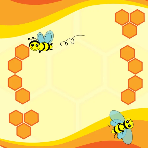 Фон з бджолами і стільниками — стоковий вектор