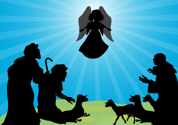 Shepherds and angel silhouette