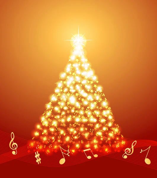 Müzik notaları ile Noel ağacı — Stok Vektör