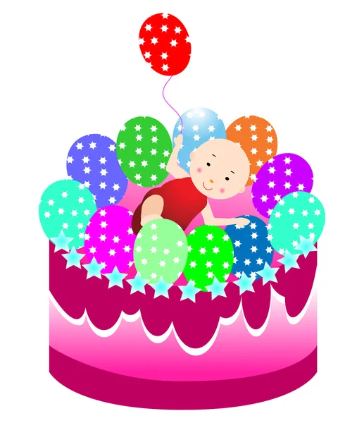 赤ちゃんの誕生日ケーキ — ストックベクタ