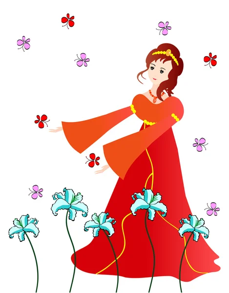 Принцесса с бабочками — стоковый вектор