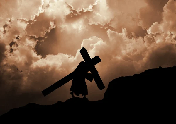 Jesus bär kors — Stockfoto