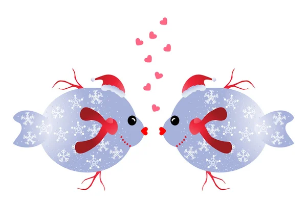 Christmas fisk i kärlek — Stock vektor