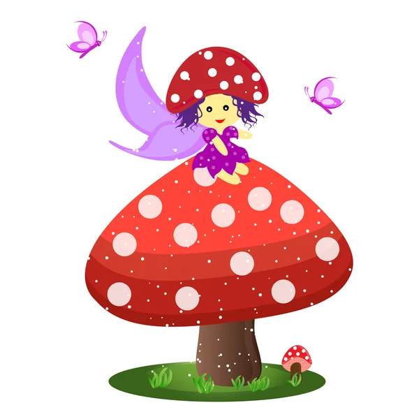 Little mushroom fairy — Stock vektor