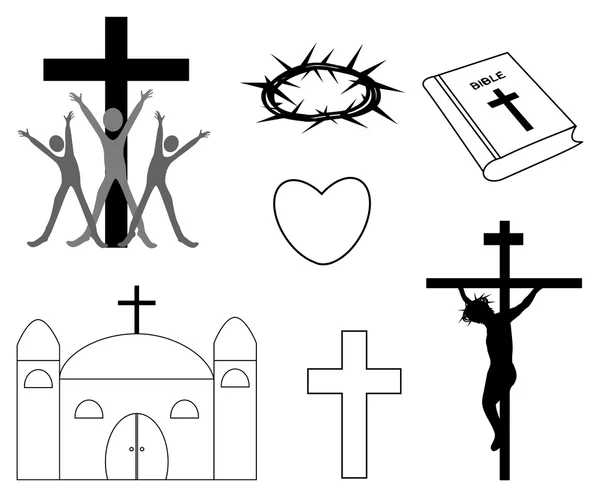 Christian hand-drawn symbols illustration — Stock Vector